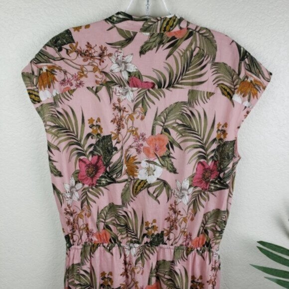 Rebecca Minkoff Ollie Dress Peach Botanical Tropical Print size L Floral Boho - Picture 11 of 16